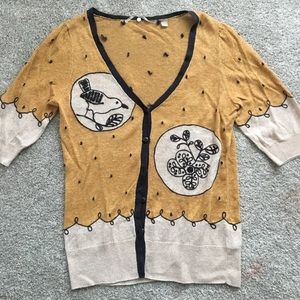 Anthropologie bird embroidered cardigan